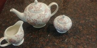 Churchill Antique Pink China Tea Pot,  Creamer,  Sugar Bowl Made In England
