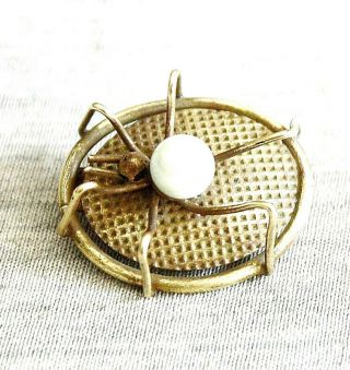 Victorian Antique Brass Spider Brooch Set With Glass,  Hand Crafted