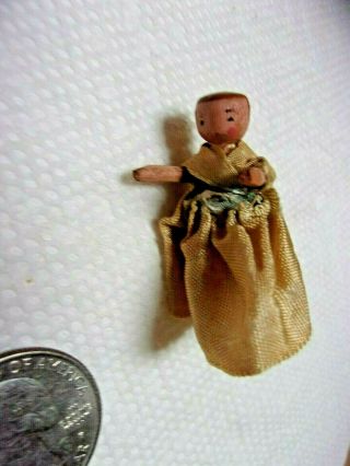 1:12 Scale Artisan Antique Grodnertal Wooden Doll/ Circa Late 1800 