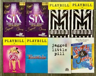 8 Playbills Pre - Broadway /out - Of - Town Musicals Six,  Mean Girls,  Beetlejuice Rare