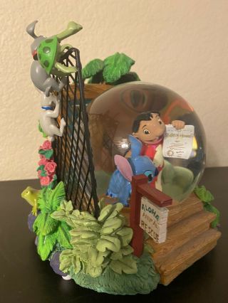Disney Lilo & Stitch Aloha Animal Rescue Snowglobe Statue RARE Globe Adoption 3
