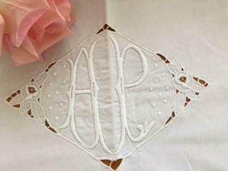 Gorgeous Antique French Linen Metis Embroidery Monogram 