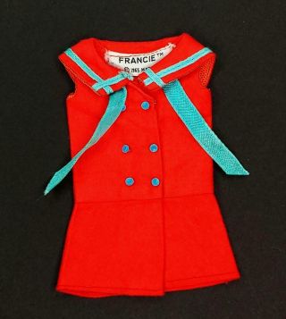 Rare Vintage Mattel Francie Land Ho 1220 Red & Turquoise Mini Dress