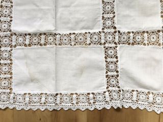 Vintage White Square Cloth Hand Crochet Inserts And Borders