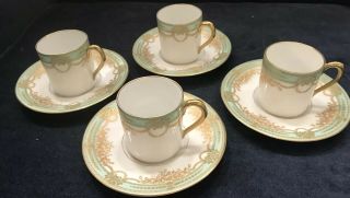 Lovely Antique Vintage Set Of 4 Tea Cups & Saucers Hohenberg Ware Cmhr Bavaria