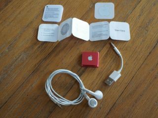 Apple Ipod Shuffle 2.  0 G With Accessories And Instructions (rare Red Color)
