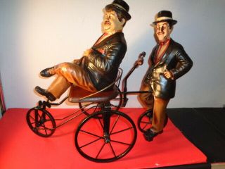 Rare Vintage Laurel & Hardy On Bike For Two Figure Statue (20 By 19 By 10 ")