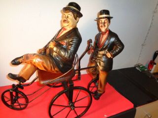 RARE Vintage Laurel & Hardy on Bike for Two Figure Statue (20 by 19 by 10 
