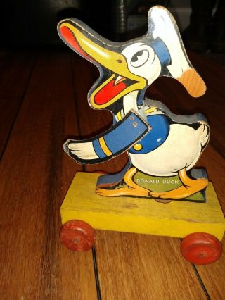 Rare Vintage Fisher Price Dapper Donald Duck 460 - Made In 1936 And 1937 Only