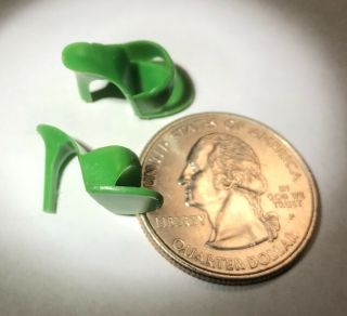 Vintage 1960s Rare Htf Barbie Forest Green Open Toed Heels By Mattel