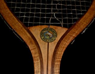 Rare Vintage Wood 1910 American Racket Co.  Ny Tennis Racket Great Eagle Decal