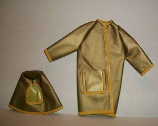 Vintage Maddie Mod Gold Raincoat And Space Style Hat Slick Chick Babs Fashion