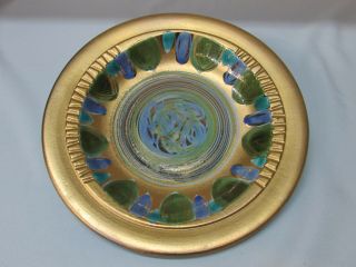 Plate Sascha B Brastoff Pottery Signed Midcentury Modern Colorful Gold Rare 10in