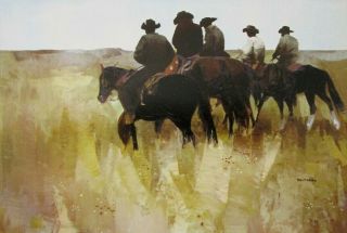 Vintage Art Print Cowboy Roundup Prairie Peter Mcintyre Wagon Mound Mexico