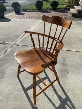 Vintage Nichols And Stone Wooden Captains Chair