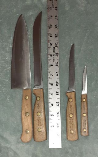 4 Vintage Chicago Cutlery Knives.  102s,  62s,  66s,  42s.