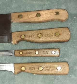 4 Vintage Chicago Cutlery Knives.  102S,  62S,  66S,  42S. 3