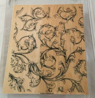 Stampin Up Antique Background Rubber Stamp 2003 Retired French Floral