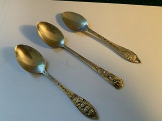 3 Vintage Sterling Silver Souvenir Spoons 28 Grams Arkansas Florida Mt Rushmore