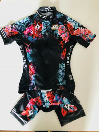 Rare Specialized " Lululemon " Floral Womens Size Small Cycling Kit