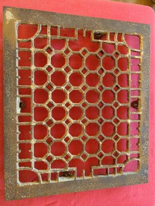 Antique Cast Iron Ornate Heating Grate Vent Register 13 7/8 In.  X 11 3/4 In.