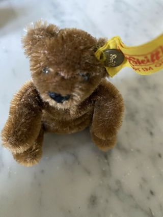 Steiff Miniature 3” Mohair Teddy Bear 0206/11 Button And Tag