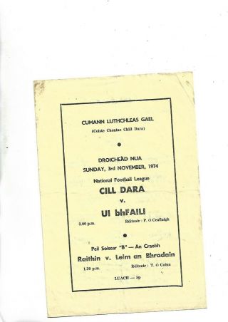 3/11/74 Very Rare National Gaa Football Kildare V Offaly