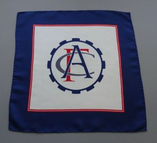 Rare Vtg Automobile Club De France Acf Logo Silk Pocket Square Pochette