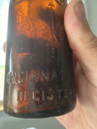 Early Antique Amber Straight Side Coke Bottle Coca - Cola Cincinnati Ohio 2