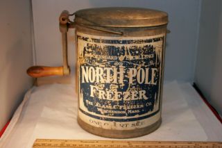Vintage North Pole Freezer Ice Cream Maker Hand Crank Churn Rare 1 Quart
