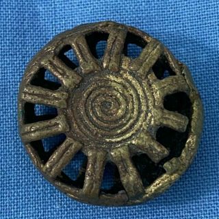Fine And Rare Old Antique Lobi Bronze Pendant In Sun Shaped Design African