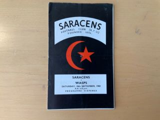 Rare - 1960 Saracens V Wasps Match Programme
