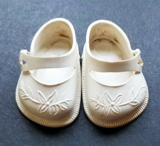 Vintage White Rubber Ideal Doll Shoes Size 14 P90 Toni Doll Or Vinyl Shirley