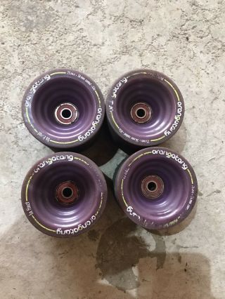 Orangatang In Heat Longboard Skateboard Wheels 75mm Purple 83a W/ Bearings Rare