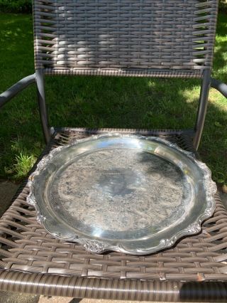 Vintage Silverplate Wm Rogers Serving Tray With Ornate Pattern