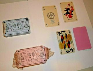 Vintage Antique French Playing Cards B P.  Grimaud Paris - 2 Decks,  One