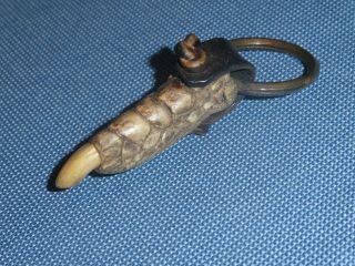 Rare Old Vintage Antique Alligator Toe Fob Keychain Key Chain / Pendant Skin