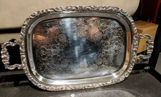 Antique Silver Plated Art Noveau Serving Tray By Crescent 4816.  21 " By 12 "