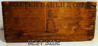 Antique Walter Baker Breakfast Cocoa Wood Box C1910s