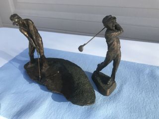(2) Mark Hopkins 1989 Golfer Bronze Statue Limited Ed.  Rare Sculpture
