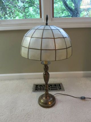 Vintage Capiz Shell Table Lamp Brass Topper 24 " X 12 "