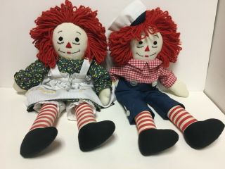 Vintage Raggedy Ann And Andy Dolls 19 " Handmade Clothes No Tags