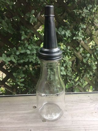 Antique/vintage Glass Motor Oil Bottle With Spout