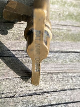 Vtg Old Brass Pocket Door Skeleton Key Approx 1.  5 " Long Marked Pat.  Mar.  10 1885