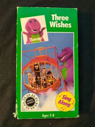 Barney Three Wishes Vhs Sing Along Purple Dinosaur Rare Video Lyons Group