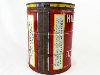 Vintage Hills Bros.  2 Lb Coffee Can Metal Antique Tin Coupon Lid RARE 3
