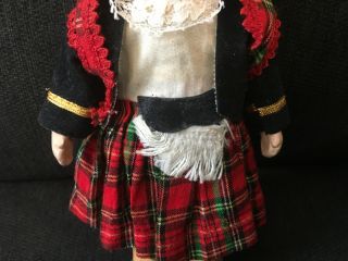 Rare Antique German Jointed Bisque & Composition Doll In Orig.  Scottish Outfit 3