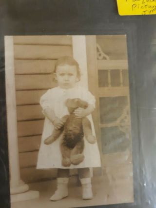 Antique Photograph Of Girl And Teddy Bear