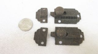 Matched Set Ornate Antique Victorian Eastlake Cast Iron Cabinet Latch Latches