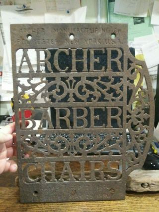 Antique Archer Barber Chair Footrest,  Rare Ornate,  Dated 1886